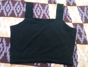 Black Shimmery Crop Top