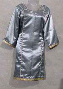 Silver Satin Salwar Suit
