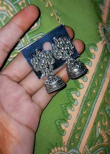 Silver Jhumka Earrings
