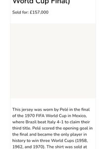 Pele 1977 his 3rd win FifaWorldCup football jersey