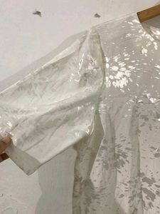 Flower Printed Off White Half Sleeves Shirt