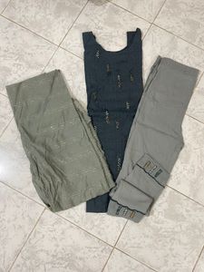 Grey Kurta with Pants Set
