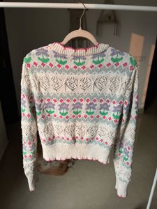 Zara Floral Jacquard Embroidered Knit Cardigan