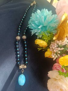 Blue big  glass Beaded Earrings