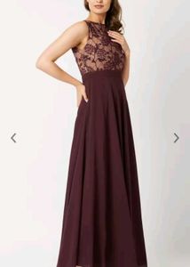 Miss Chase Women Beige&amp;Wine Sleevless Maxi Dress