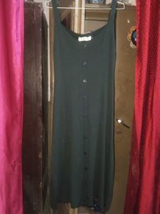 Olive Green Button-Down Midi Dress