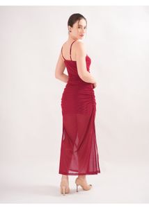 Sexy Marhoon Side Slit Dress