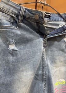 Distressed Denim Mini Skirt