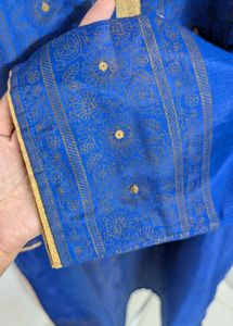 Blue Kurti With Gold Work