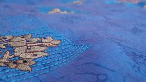 Embroidered blue churidar top