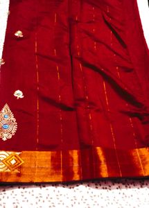 Elegant Maroon Embroidered Saree