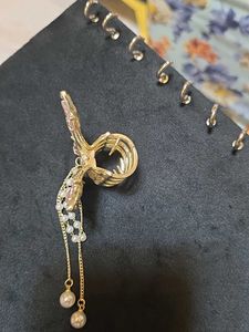 Pink Butterfly Stone Pearl Hair Clutch