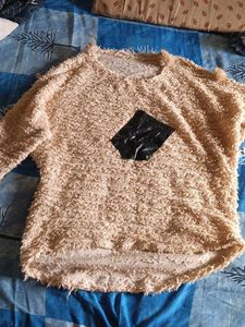 Beige Faux Fur Sweater
