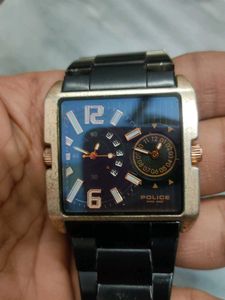 Police Men&#39;s Black Stainless Steel Watch
