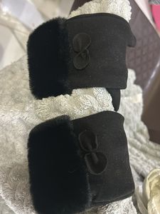Fuzzy Black Wrist Warmers