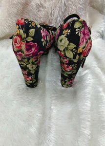 Branded Beyond Floral High Block Heels 3 Inches