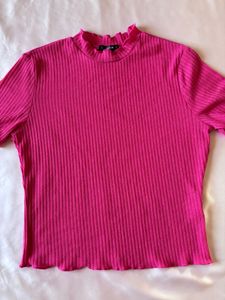 Shein Barbie Pink Ribbed Top