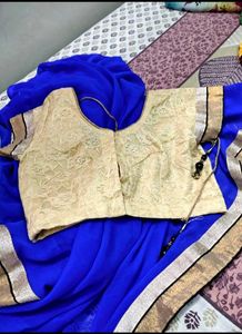 Royal Blue &amp; Gold Saree