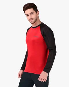 CORWOX Full Sleeves Red &amp; Black Sports T-Shirt