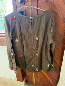 Embroidered Long Sleeve Top