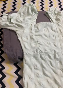 Mint Green Puff Sleeve Dress