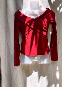 22510. Red Off-Shoulder Top
