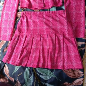 Pink Plaid Skirt And Top Co-ord Set