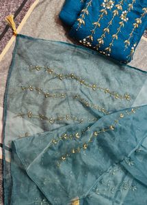 Elegant Teal Embroidered Suit