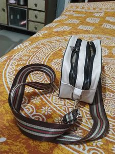 Green And White Sling Purse