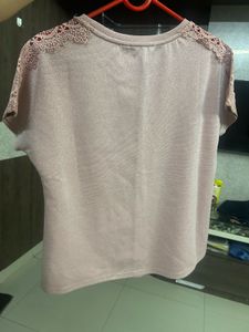 Pink Lace Shoulder Top