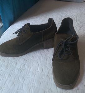 Olive Suede Oxford Shoes