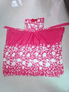 Pink And White Coloured Square Cut Gown Or Dress