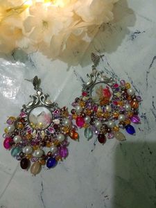 Resin Handmade Beaded Floral Earrings