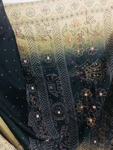 Hand embroidered Crepe saree with blouse