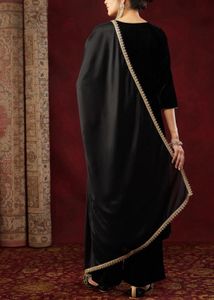 Elegant Black Velvet Kurta Set