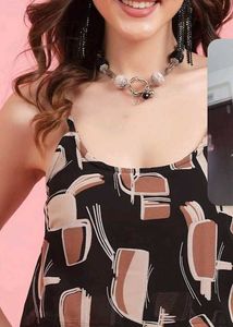 Black Printed Aline Dress 👗