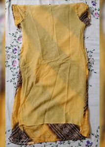 Bright Yellow Geometric Patterned Kurta (Women)