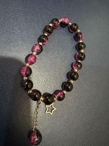 Wine Beaded Charm Bracelet