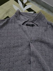 Men&#39;s Premium Openwork Knit Collared Shirt