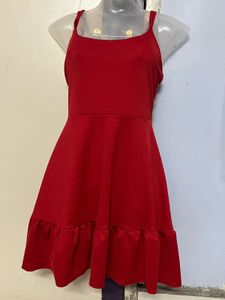 Pintrest Red Ruffle Hem Mini Dress