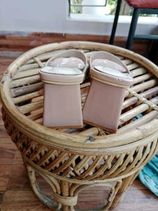 Beige Square Toe Heels