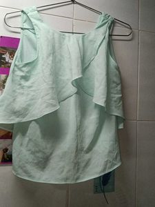 Chic Sea Blue Top With Frils