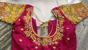 Pink Maggam Zardosi Work Blouse Like New