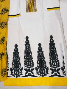 White And Yellow Salwar Suit Set