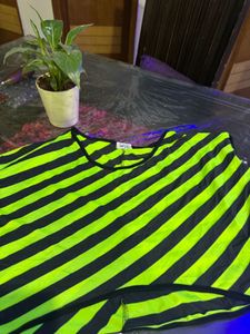 Striped Black and Neon Yellow Top