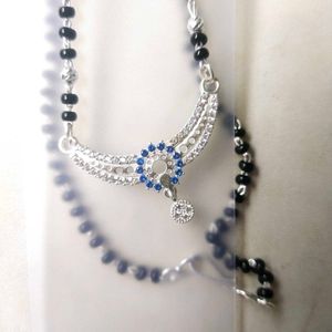 Pure Silver Beautiful Blue CZ Mangalsutra