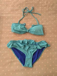 Blue Ruffle Bikini Set