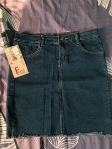 Denim Skirt And Shirt