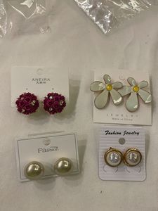 Earring Bundle - Floral, Pearl, and Statement Stud