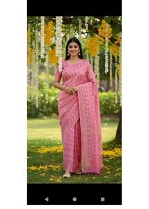 New With Pink Floral saree